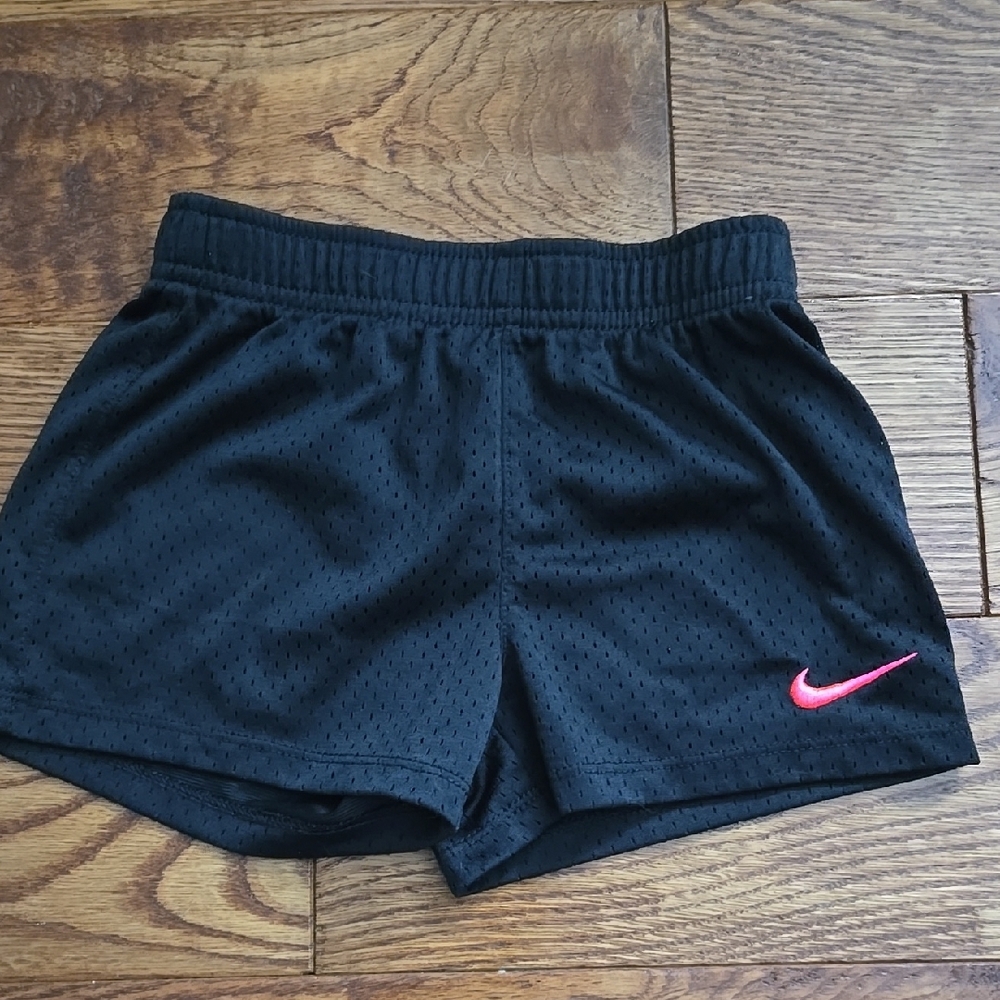 Nike Girls BLack Athletic Shorts with Pink Logo